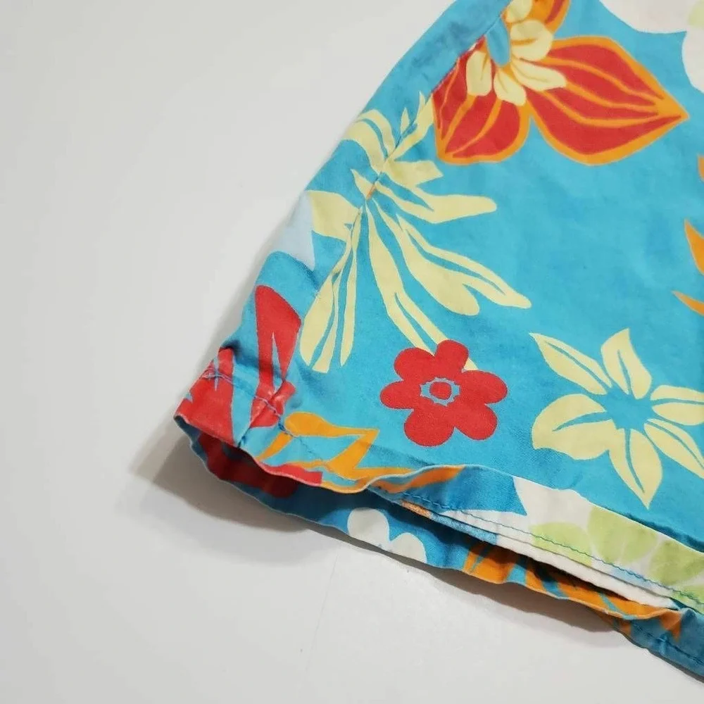 Old Navy Girls A Line Dress Blue Floral Square Neck Back Zipper Sleeveless 4